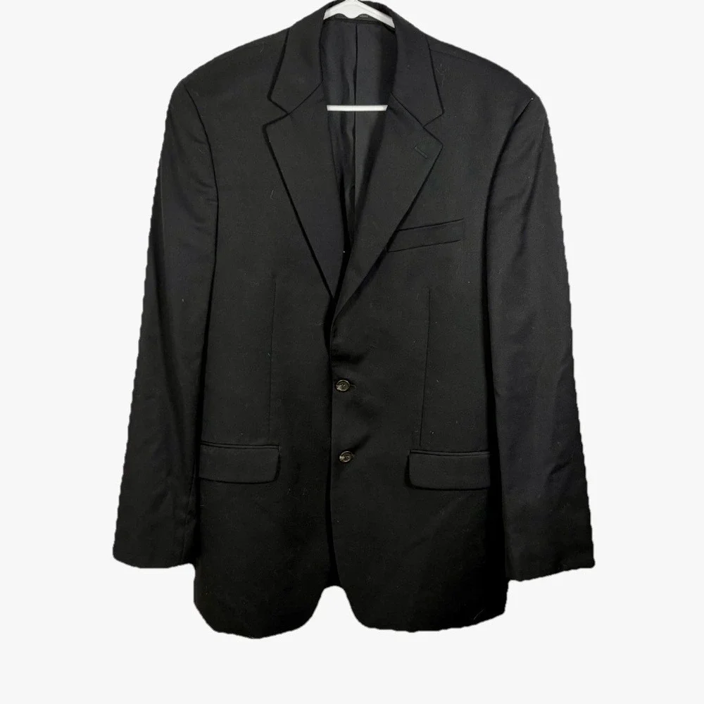 Ralph Lauren Blazer‎ Sport Coat Jacket Men 40L Black 100% Wool 2-Button Classic